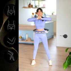 HMS Sada masážny hula hoop HHM15 čierna so závažím, magnetmi a počítadlom a zoštíhľujúceho pásu BR163