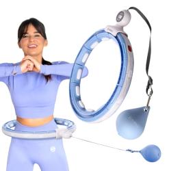 HMS Sada masážní hula hoop HHM15 modrá se závažím, magnety a počítadlem a zeštíhlujícího pásu BR163 PLUS SIZE
