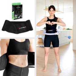 HMS Sada masážní hula hoop HHM15 modrá se závažím, magnety a počítadlem a zeštíhlujícího pásu BR163 PLUS SIZE