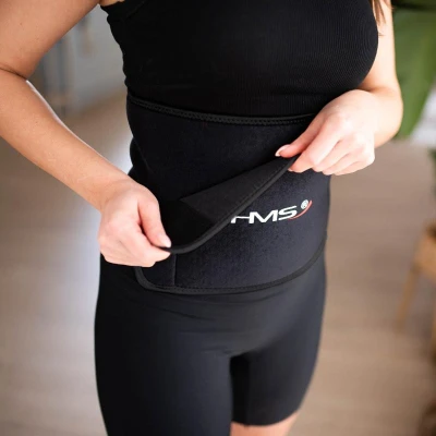 HMS Sada masážní hula hoop HHM15 modrá se závažím, magnety a počítadlem a zeštíhlujícího pásu BR163 PLUS SIZE