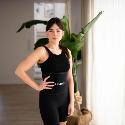 HMS Sada masážní hula hoop HHM15 modrá se závažím, magnety a počítadlem a zeštíhlujícího pásu BR163 PLUS SIZE