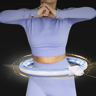 HMS Sada masážní hula hoop HHM15 modrá se závažím, magnety a počítadlem a zeštíhlujícího pásu BR163 PLUS SIZE