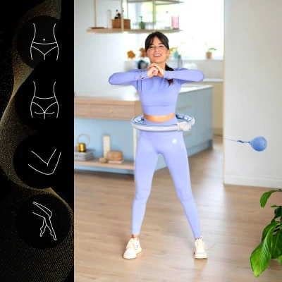 HMS Sada masážní hula hoop HHM15 modrá se závažím, magnety a počítadlem a zeštíhlujícího pásu BR163 PLUS SIZE