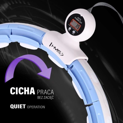 HMS Sada masážní hula hoop HHM15 modrá se závažím, magnety a počítadlem a zeštíhlujícího pásu BR163 PLUS SIZE