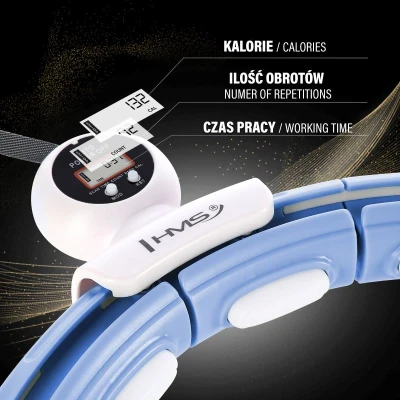 HMS Sada masážní hula hoop HHM15 modrá se závažím, magnety a počítadlem a zeštíhlujícího pásu BR163 PLUS SIZE