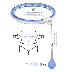 HMS Sada masážní hula hoop HHM15 modrá se závažím, magnety a počítadlem a zeštíhlujícího pásu BR163 PLUS SIZE