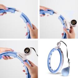 HMS Sada masážní hula hoop HHM15 modrá se závažím, magnety a počítadlem a zeštíhlujícího pásu BR163 PLUS SIZE