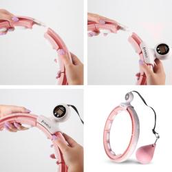HMS Sada masážní hula hoop HHM15 růžová se závažím, magnety a počítadlem a zeštíhlujícího pásu BR163 PLUS SIZE