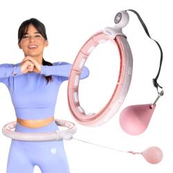 HMS Sada masážní hula hoop HHM15 růžová se závažím, magnety a počítadlem a zeštíhlujícího pásu BR163 PLUS SIZE