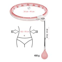 HMS Sada masážní hula hoop HHM15 růžová se závažím, magnety a počítadlem a zeštíhlujícího pásu BR163 PLUS SIZE