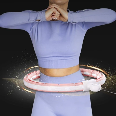 HMS Sada masážní hula hoop HHM15 růžová se závažím, magnety a počítadlem a zeštíhlujícího pásu BR163 PLUS SIZE