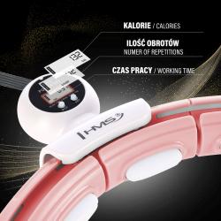 HMS Sada masážny hula hoop HHM15 ružová so závažím, magnetmi a počítadlom a zoštíhľujúceho pásu BR163 PLUS SIZE