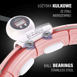 HMS Sada masážní hula hoop HHM15 se závažím, magnety a počítadlem a zeštíhlujícího pásu BR163 růžová