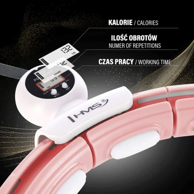 HMS Sada masážní hula hoop HHM15 se závažím, magnety a počítadlem a zeštíhlujícího pásu BR163 růžová