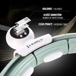 HMS Sada masážní hula hoop HHM15 se závažím, magnety a počítadlem a zeštíhlujícího pásu BR163 zelená
