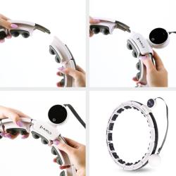 HMS Sada masážní hula hoop HHM16 bílá se závažím, magnety a počítadlem a zeštíhlujícího pásu BR163 PLUS SIZE