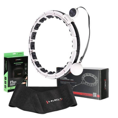 HMS Sada masážní hula hoop HHM16 bílá se závažím, magnety a počítadlem a zeštíhlujícího pásu BR163 PLUS SIZE HMS Sada masážní hula hoop HHM16 bílá se závažím, magnety a počítadlem a zeštíhlujícího pásu BR163 PLUS SIZE