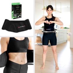 HMS Sada masážní hula hoop HHM16 bílá se závažím, magnety a počítadlem a zeštíhlujícího pásu BR163 PLUS SIZE