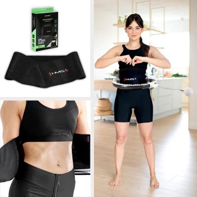 HMS Sada masážní hula hoop HHM16 bílá se závažím, magnety a počítadlem a zeštíhlujícího pásu BR163 PLUS SIZE