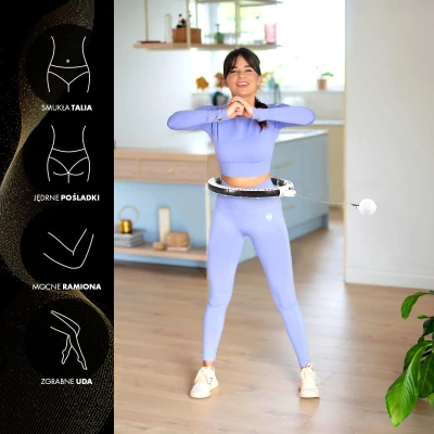 HMS Sada masážní hula hoop HHM16 bílá se závažím, magnety a počítadlem a zeštíhlujícího pásu BR163 PLUS SIZE