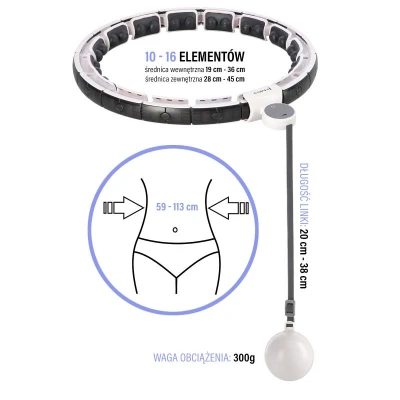 HMS Sada masážní hula hoop HHM16 bílá se závažím, magnety a počítadlem a zeštíhlujícího pásu BR163 PLUS SIZE