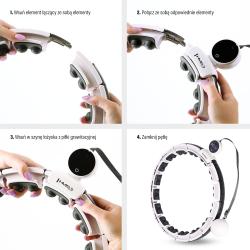 HMS Sada masážní hula hoop HHM16 bílá se závažím, magnety a počítadlem a zeštíhlujícího pásu BR163 PLUS SIZE