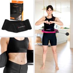 HMS Sada masážní hula hoop HHM16 černá se závažím, magnety a počítadlem a zeštíhlujícího pásu BR163