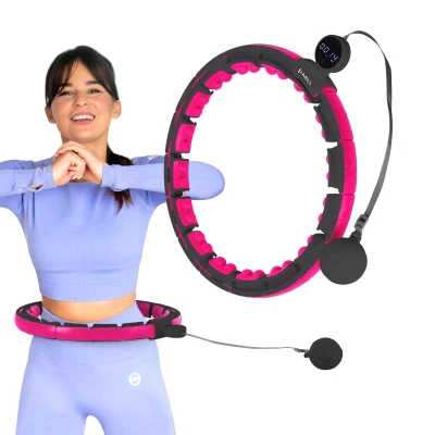 HMS Sada masážní hula hoop HHM16 černá se závažím, magnety a počítadlem a zeštíhlujícího pásu BR163