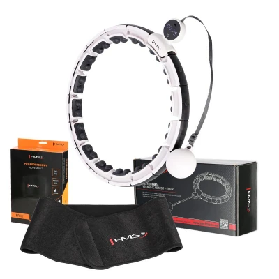 HMS Sada masážní hula hoop HHM16 se závažím, magnety a počítadlem a zeštíhlujícího pásu BR163