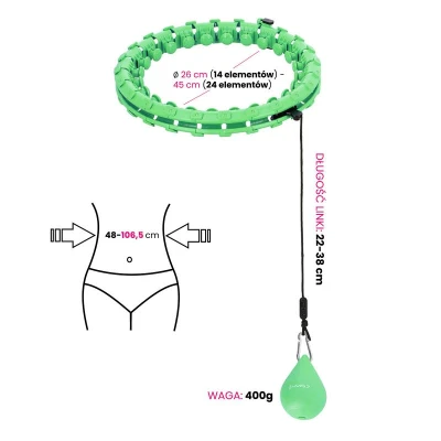 HMS Sada masážní hula hoop HHW01 se závažím a zeštíhlujícícho pásu BR163 zelená