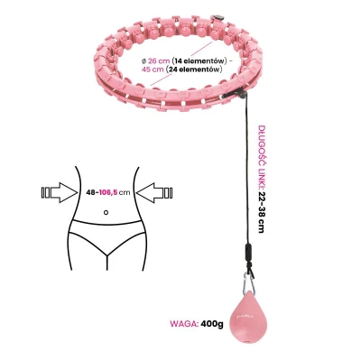 HMS Sada masážní hula hoop HHW01 se závažím a zeštíhlujícího pásu BR163 růžová
