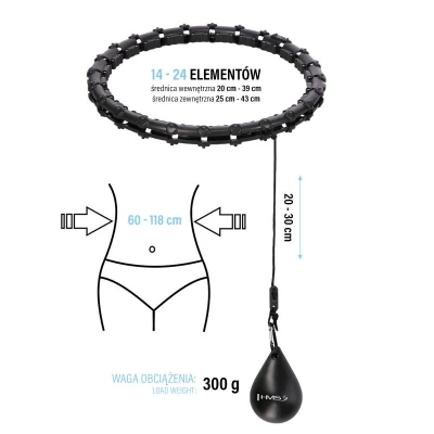 HMS Sada masážní hula hoop HHW02 se závažím a zeštíhlujícího pásu BR163 černá