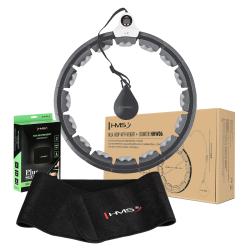 HMS Sada masážní hula hoop HHW06 černá se závažím a počítadlem a zeštíhlujícího pásu BR163 plus size