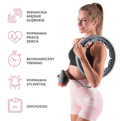 HMS Sada masážní hula hoop HHW06 černá se závažím a počítadlem a zeštíhlujícího pásu BR163 plus size