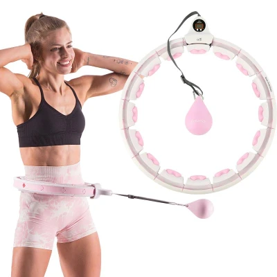 HMS Sada masážní hula hoop HHW06 růžová se závažím a počítadlem a zeštíhlujícího pásu BR163 plus size