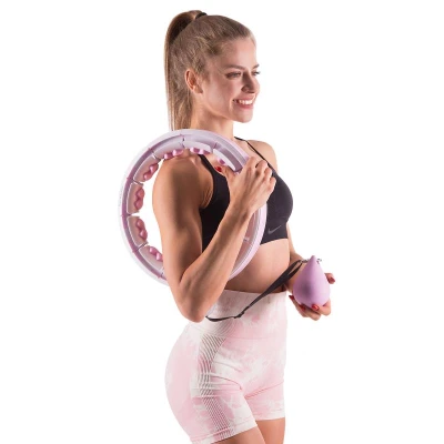 HMS Sada masážní hula hoop HHW06 růžová se závažím a počítadlem a zeštíhlujícího pásu BR163 plus size