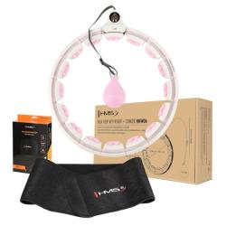 HMS Sada masážny hula hoop HHW06 so závažím a počítadlom a zoštíhľujúceho pásu BR163 ružová