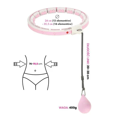 HMS Sada masážní hula hoop HHW06 se závažím a počítadlem a zeštíhlujícího pásu BR163 růžová