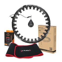 HMS Sada masážny hula hoop HHW12 PLUS Size so závažím a zoštíhľujúceho pásu BR163 čierna