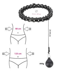 HMS Sada masážní hula hoop HHW12 PLUS Size se závažím a zeštíhlujícího pásu BR163 černá