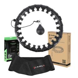 HMS Sada masážny hula hoop HHW12 PLUS Size so závažím a zoštíhľujúceho pásu BR163 čierna