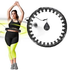 HMS Sada masážny hula hoop HHW12 PLUS Size so závažím a zoštíhľujúceho pásu BR163 čierna