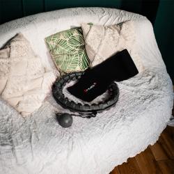 HMS Sada masážny hula hoop HHW12 PLUS Size so závažím a zoštíhľujúceho pásu BR163 čierna