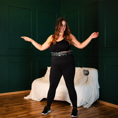 HMS Sada masážní hula hoop HHW12 PLUS Size se závažím a zeštíhlujícího pásu BR163 černá