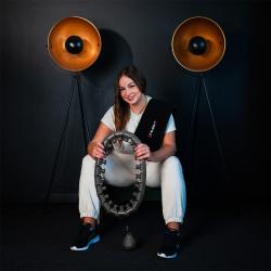 HMS Sada masážny hula hoop HHW12 PLUS Size so závažím a zoštíhľujúceho pásu BR163 čierna