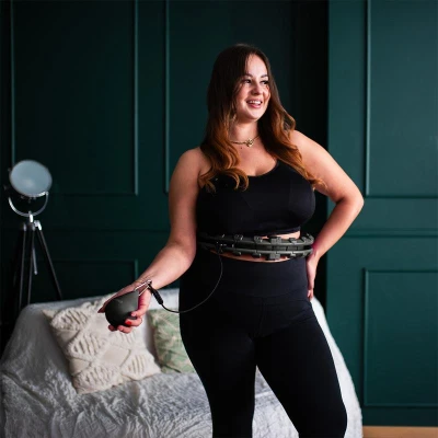 HMS Sada masážní hula hoop HHW12 PLUS Size se závažím a zeštíhlujícího pásu BR163 černá