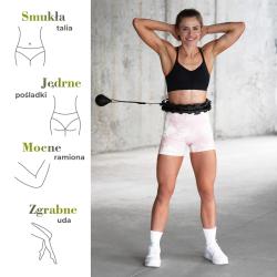 HMS Sada masážny hula hoop HHW12 PLUS Size so závažím a zoštíhľujúceho pásu BR163 čierna