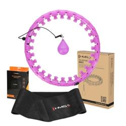 HMS Sada masážny hula hoop HHW12 PLUS Size so závažím a zoštíhľujúceho pásu BR163 fialová