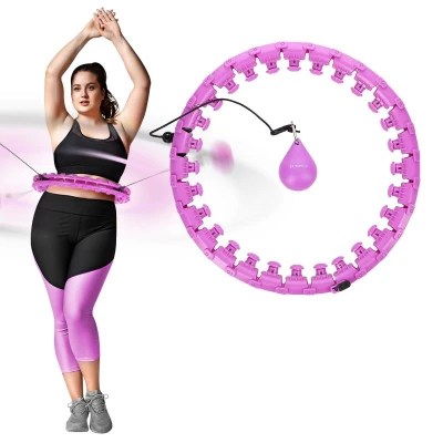 HMS Sada masážní hula hoop HHW12 PLUS Size se závažím a zeštíhlujícího pásu BR163 fialová