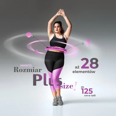 HMS Sada masážní hula hoop HHW12 PLUS Size se závažím a zeštíhlujícího pásu BR163 fialová